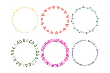 Round hand drawn botanical frames with leaves. Modern template for wedding invitation, greeting, banner, flyer, poster, save the date. Vector illustration