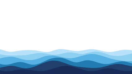 Blue river ocean wave layer vector background illustration.