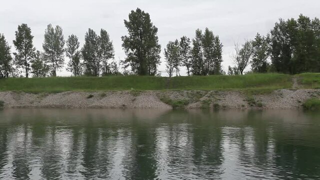 Riprap embankment on the Drava River in Croatia