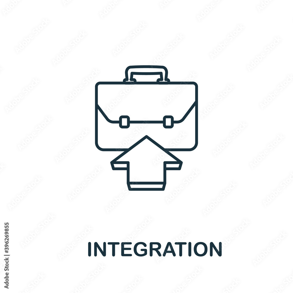 Poster integration icon. line style element from agile collection. thin integration icon for templates, inf