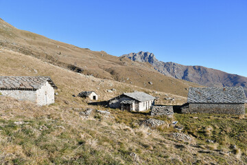 Steveglio mountain pasture in the upper Elvo valley, in the Biella mountains