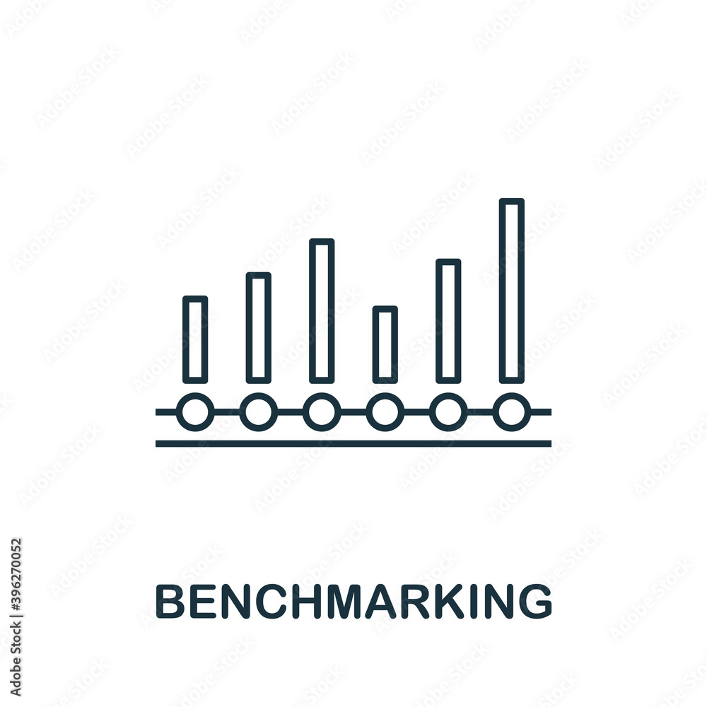 Poster benchmarking icon. line style element from business intelligence collection. thin benchmarking icon 