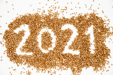 
2021 numbers made of buckwheat grain