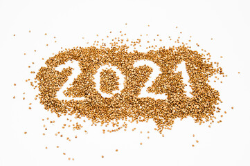 
2021 numbers made of buckwheat grain
