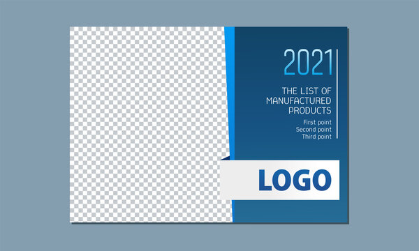 Template for design, vector illustration, for customer photo. Business calendar 2023 2024, cover, price, catalog. Colors: blue, white, gray, black.