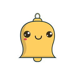 Christmas Kawaii Bell Icon Vector Flat Background