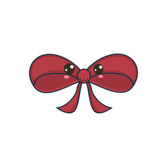Christmas Kawaii Butterfly Ribbon Icon Vector Flat Background