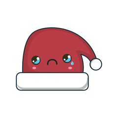 Christmas Kawaii Santa Hat Icon Vector Flat Background