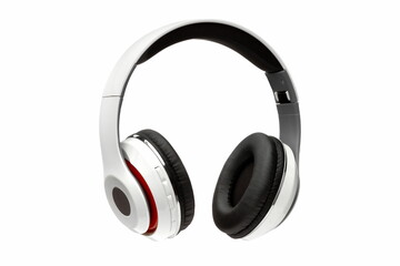 Black headphones on white background