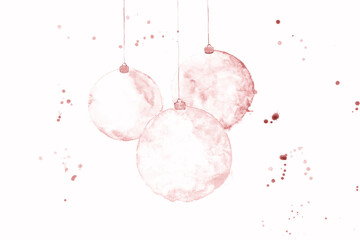 Christmas toys balls are painted with watercolors