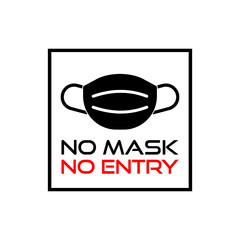 No mask no entry sign isolated on white background