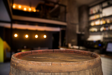 dark brown top of bar and free space for your glass