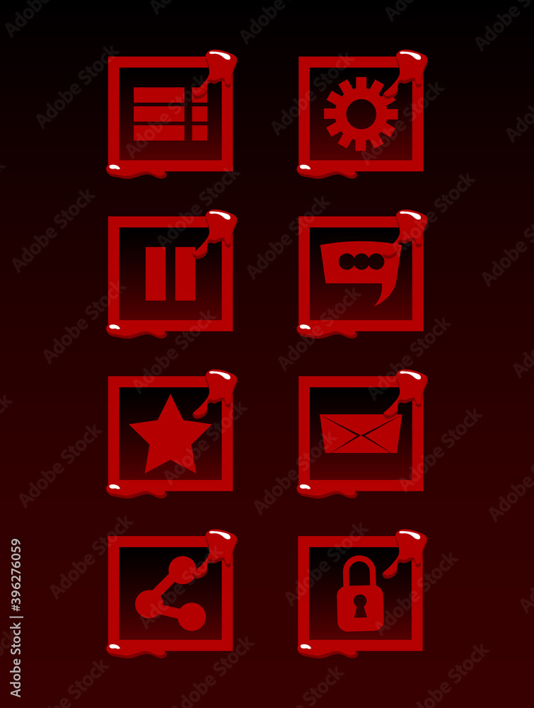 Poster horror zombie game ui icon collection for gui asset elements vector illustration