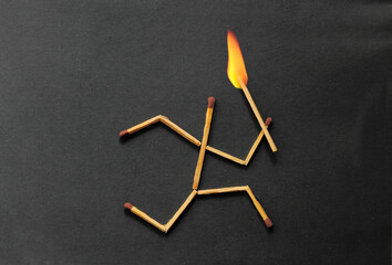match stick man running with fire on head
