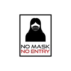 No face mask no entry icon isolated on white background