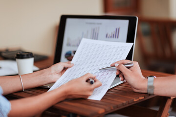close up. employee analyzing General financial information .