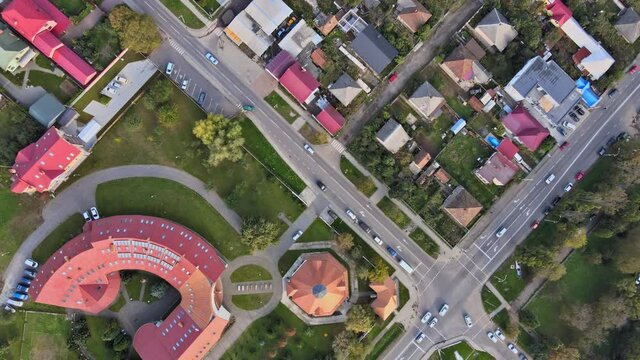 Uzhgorod old city from the height of the with houses roofs in Zakarpattya Ukraine