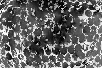 Abstract black-white background, animal print. Watercolor painting with splashes, drops of paint, paint smears. Design for the  fabric, wallpapers, covers and packaging, wrapping paper.
