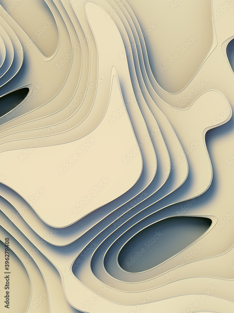 Aufkleber Abstract 3d rendering background with white waving surface with stripes