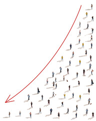 Aerial view of crowd people connected by lines, social media and communication concept. Top view of...