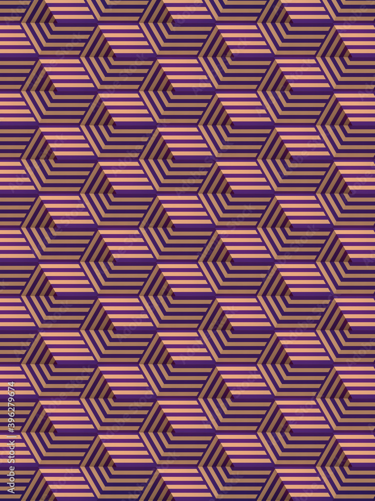 Poster 3d rendering line art striped geometric pattern. digital illustration background