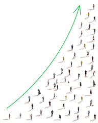 Aerial view of crowd people connected by lines, social media and communication concept. Top view of...