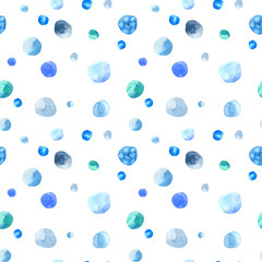 Seamless pattern of hand drawn watercolor snowballs