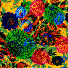 Fototapeta na wymiar flowers watercolor artwork as background, colorful hand drawn illustration, creative artwork