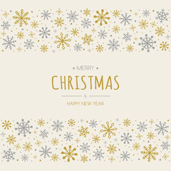 Christmas greeting card with hand drawn snowflakes. Vector