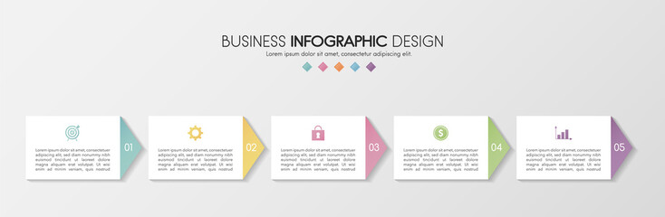 Concept of a business infographic with 5 options. Vector