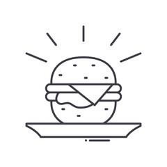 Hamburger icon, linear isolated illustration, thin line vector, web design sign, outline concept symbol with editable stroke on white background.