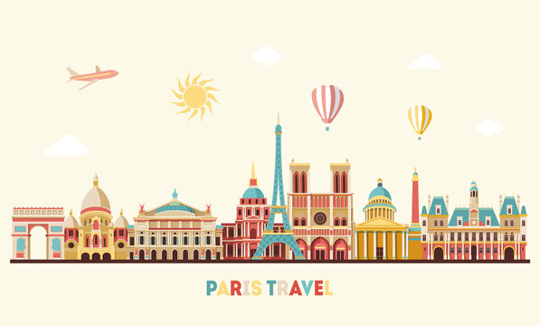Paris skyline. Colorful vector illustration