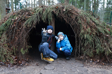 Brothers in fir hut
