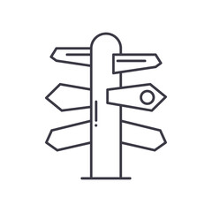 Guide post icon, linear isolated illustration, thin line vector, web design sign, outline concept symbol with editable stroke on white background.