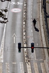 cyclist on the street,  bicycle mode of transport in Bilbao city, Spain