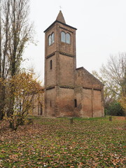 Copparo, Italy. Santa Maria di Savonuzzo Romanesque church, also called Pieve di San Venanzio. It was built in 1344 at the behest of the feudal lord Giovanni da Saletta.