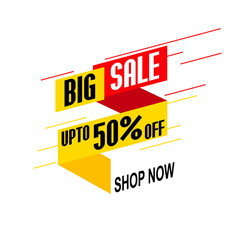 Discount Promotion Sale Banner, 50% Off. Big Sale design in typography. - Vector