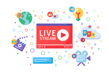 Live stream producing tools concept icon
