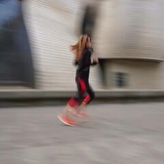 runner on the street in Bilbao city, Spain