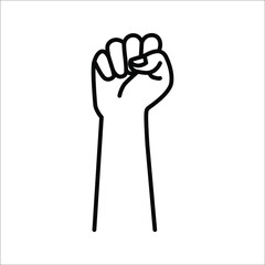 Obraz premium Black hand raised in a clenched fist. Freedom sign and protest symbol