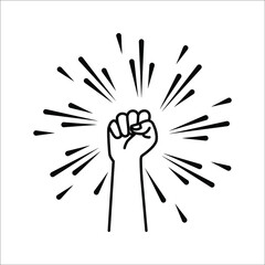 Obraz premium Black hand raised in a clenched fist. Freedom sign and protest symbol