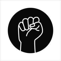 Obraz premium Black hand raised in a clenched fist. Freedom sign and protest symbol