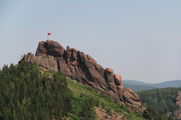 Naklejka premium beautiful Krasnoyarsk mountains pillars in the forest