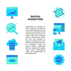 Digital marketing concept banner with place for text