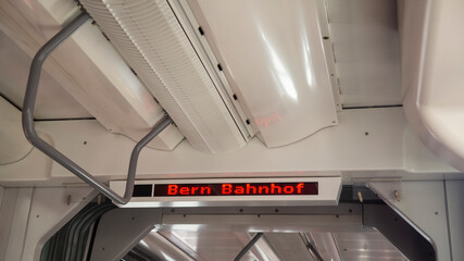 LED display in a train, Switzerland. Translation: 