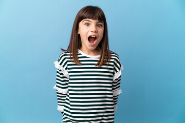 Little girl over isolated background with surprise facial expression