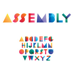 Assembly colorful gradient overlapping transparent shapes font; - 396289421