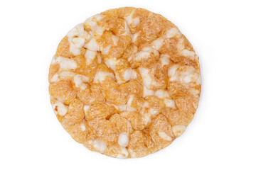 Round puffed multi-grain crisp bread with pumpkin, top view