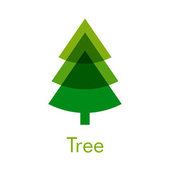 Árbol de navidad. Símbolo abeto. Icono árbol abstracto con ramas en forma de cono en color verde