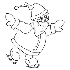 Santa Claus ice skating. Vector illustration of Santa Claus on figure skates.